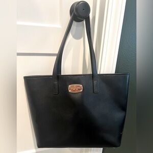 Michael Kors black leather tote bag